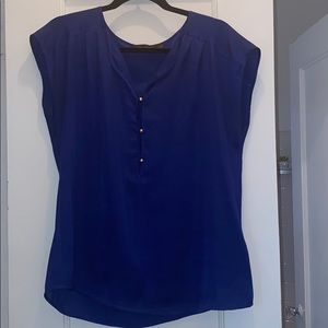 Navy blouse with gold buttons